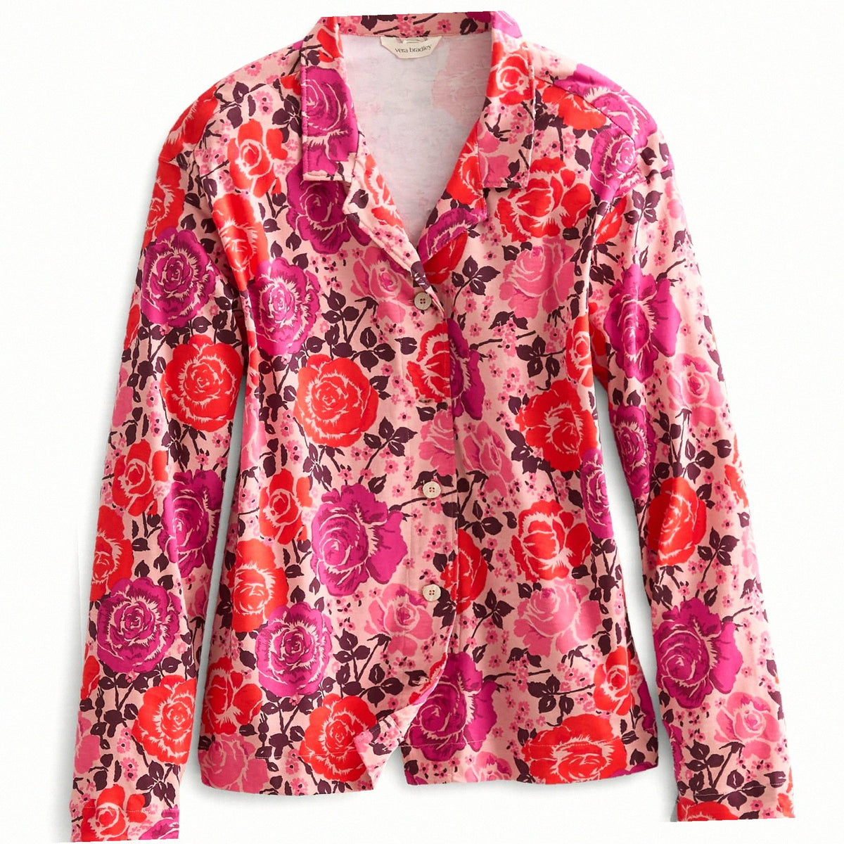 Long-Sleeved Button-Down Pajama Top