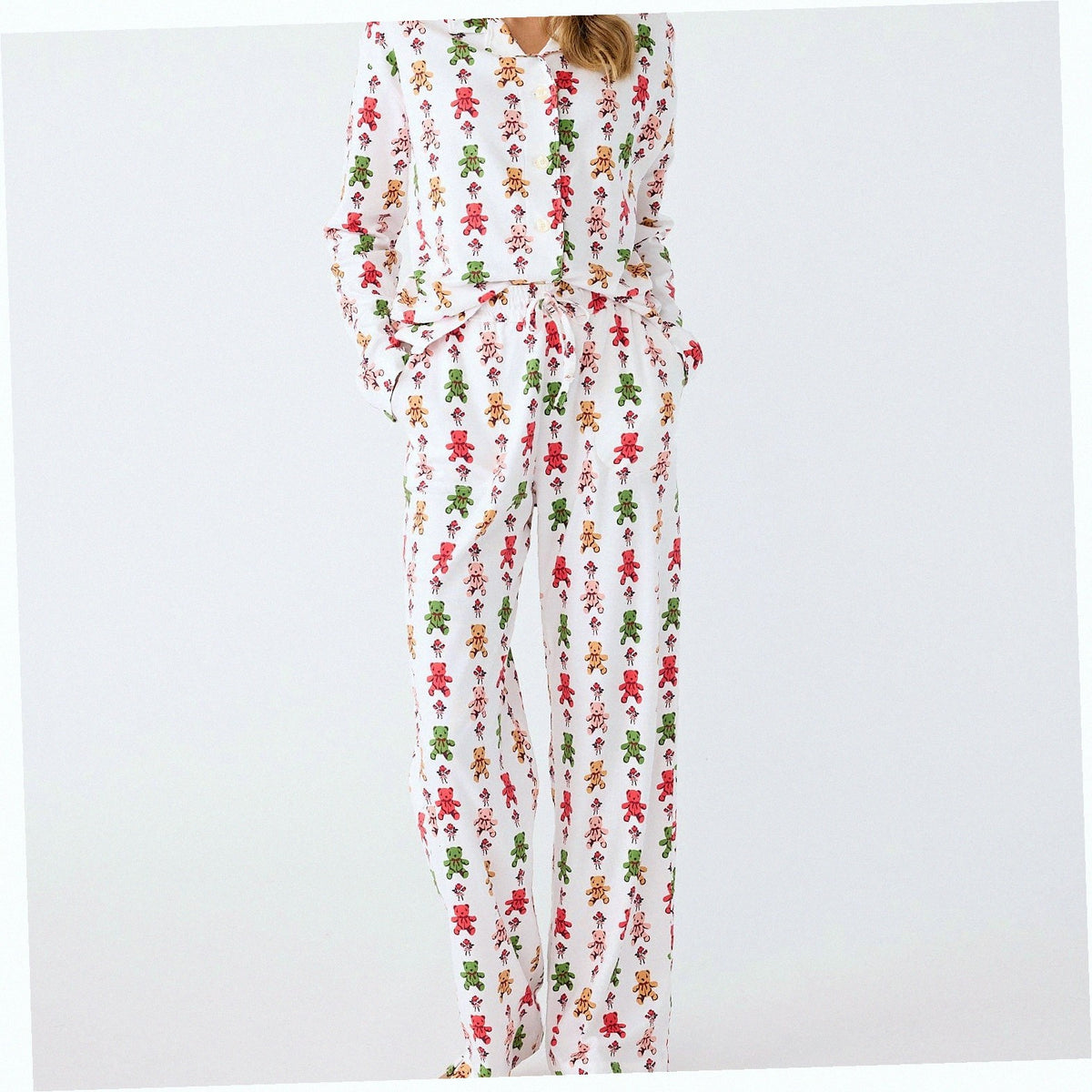 Long-Sleeved Button-Down Pajama Top
