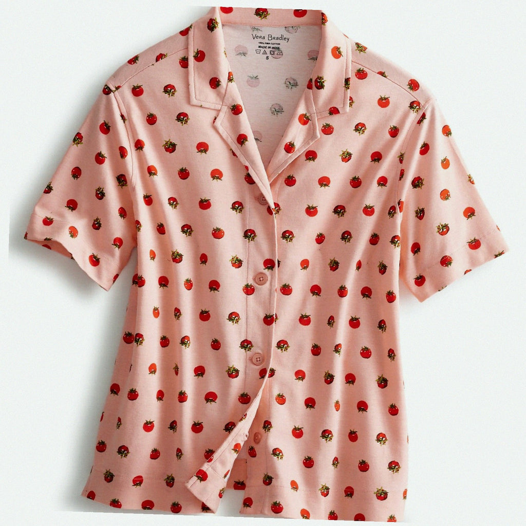 Short-Sleeved Button-Down Pajama Top
