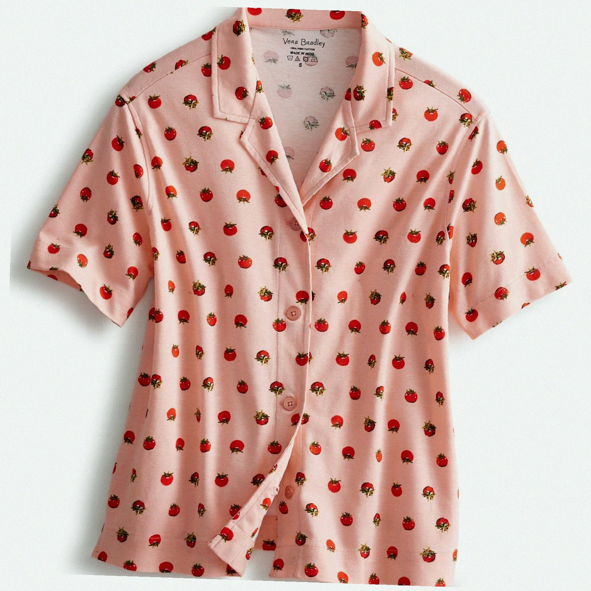 Short-Sleeved Button-Down Pajama Top