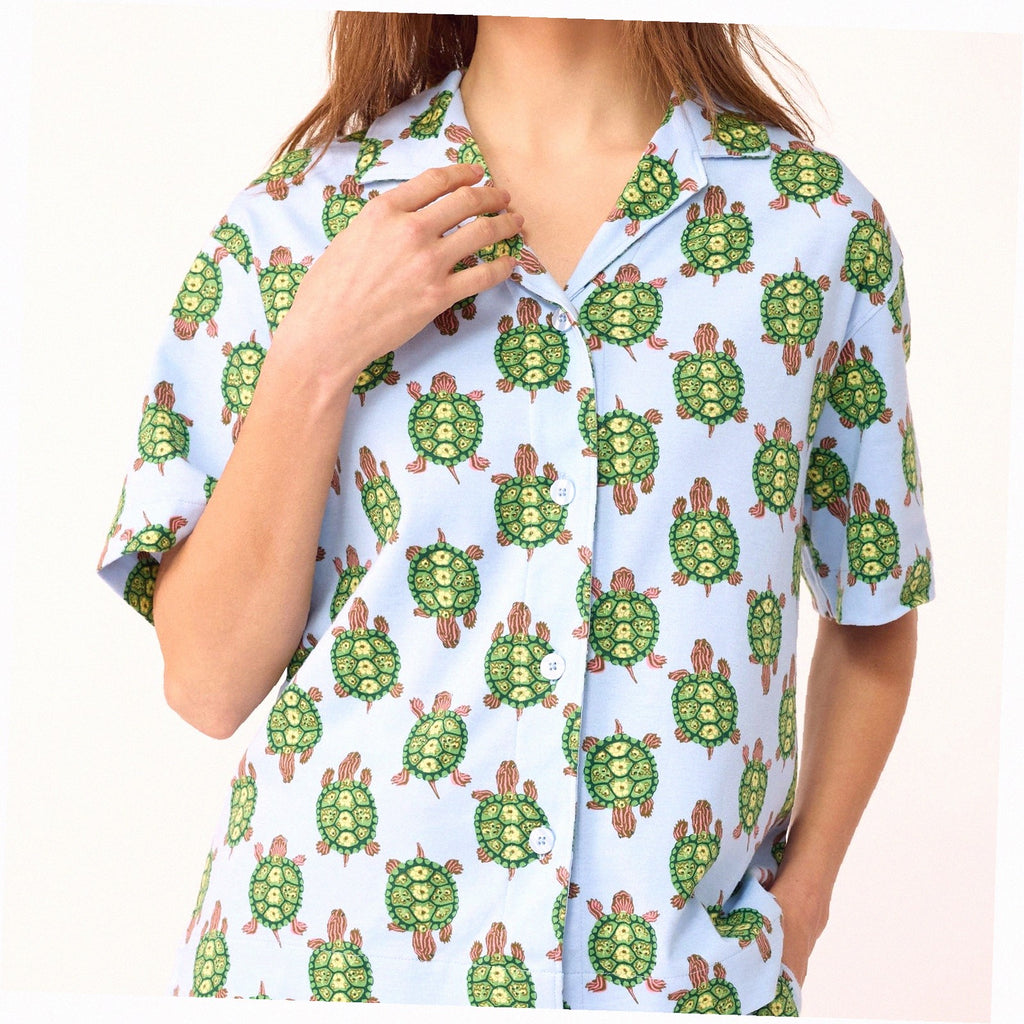 Short-Sleeved Button-Down Pajama Top