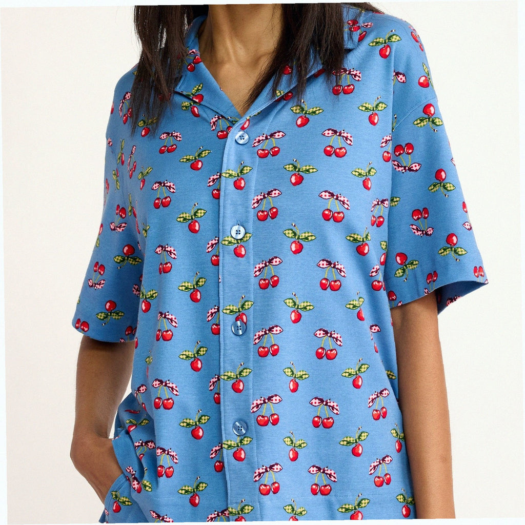 Short-Sleeved Button-Down Pajama Top